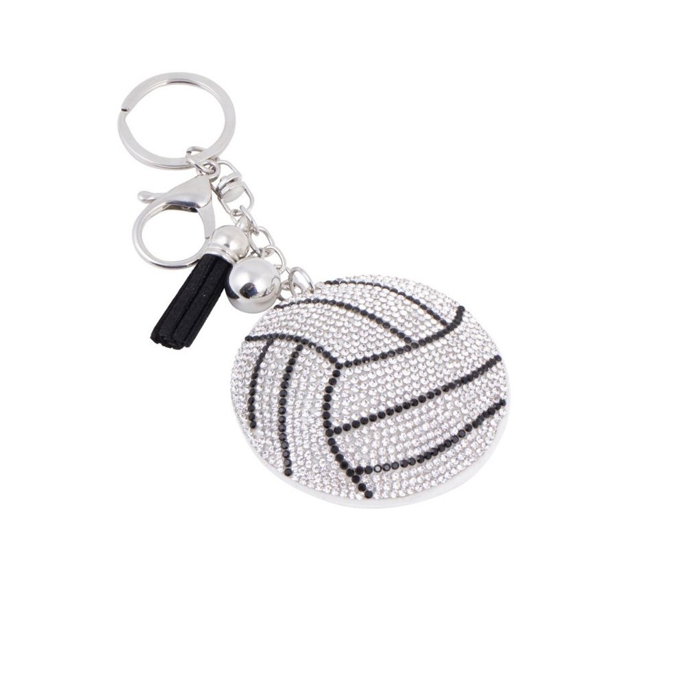 Bling Crystal Volleyball Tassel Keychain